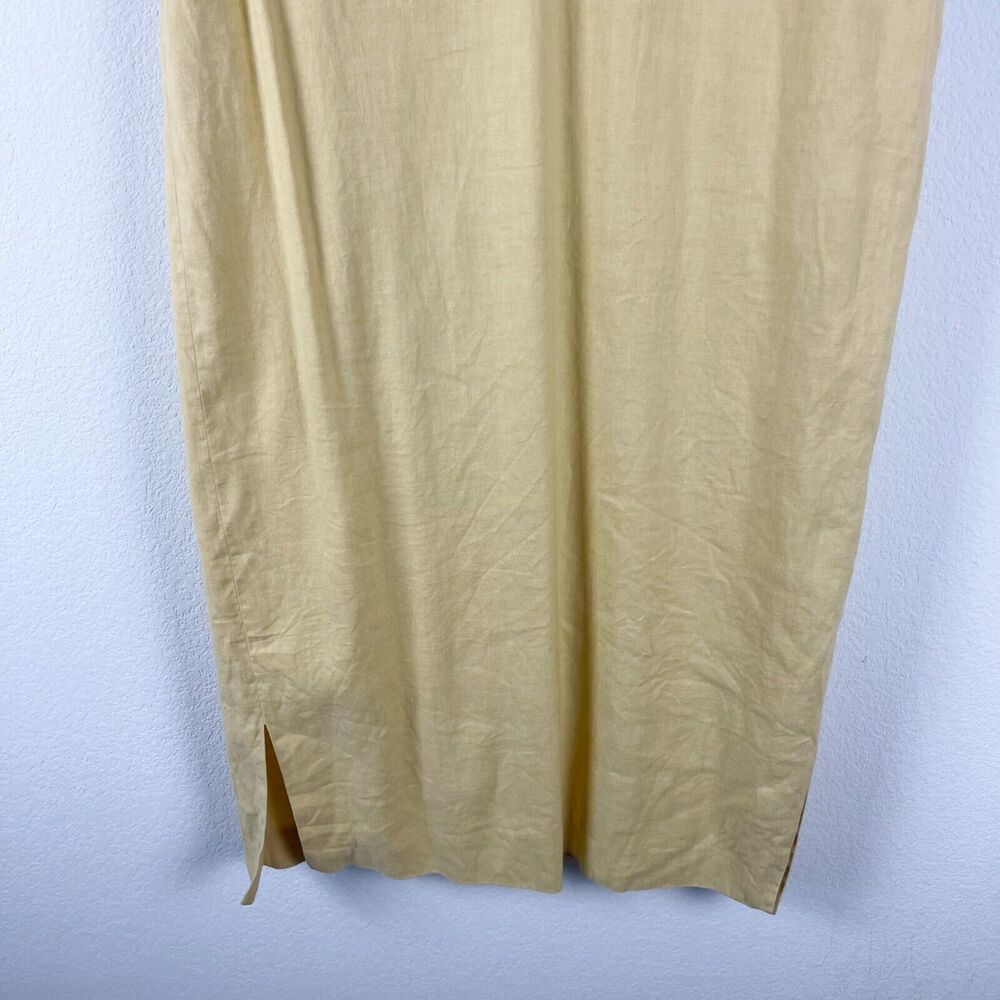 Fabiana Filippi Linen Blend Dress Womens XS Yellow Midi Sleeveless V-Neck Italy - Picture 3 of 15